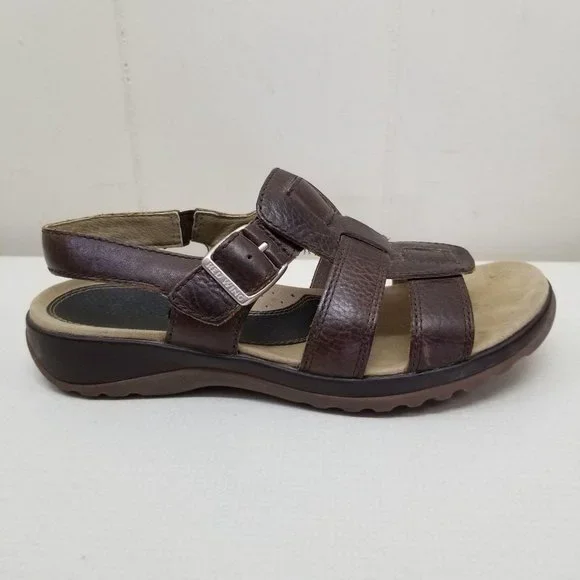 Red Wing Brown Leather Sandals 7.5M Open Toe Wedge - Picture 8 of 8